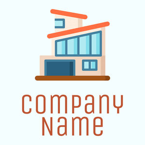 Orange Modern house on a Azure background - Abstrait