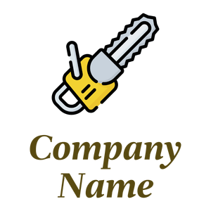 yellow Chainsaw logo on a White background - Bau & Werkzeuge