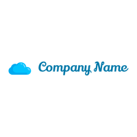 Deep Sky Blue Cloud computing on a White background - Abstrato