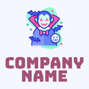 Vampire logo on a Ghost White background