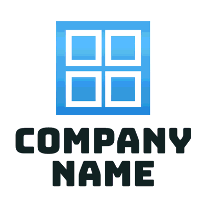 Logo mit blauem Quadrat - Abstrakt
