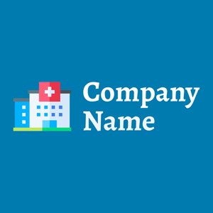Hospital logo on a Cerulean background - Arquitectura