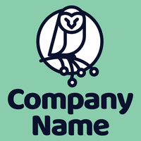 owl on branch logo on light green background - Animales & Animales de compañía