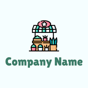 Flower shop logo on a Azure background - Agricultura