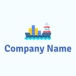 Water Cargo ship logo on a Azure background - Abstrakt