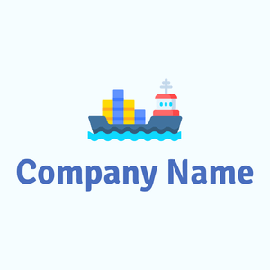 Water Cargo ship logo on a Azure background - Abstrato
