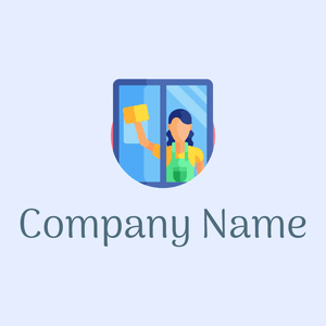 Window cleaning logo on a Alice Blue background - Limpeza & Manutenção