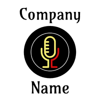 Logotipo de micrófono en círculo - Arte & Entretenimiento Logotipo