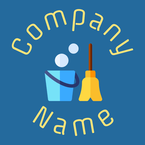 Mop logo on a Lochmara background - Limpieza & Mantenimiento