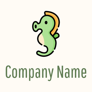 Green Seahorse logo on a Floral White background - Tiere & Haustiere