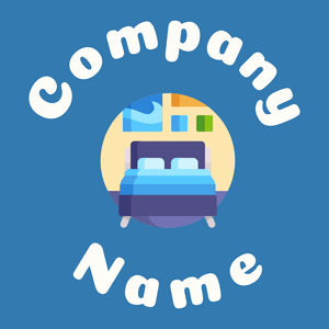 Bedroom logo on a Lochmara background - Móveis