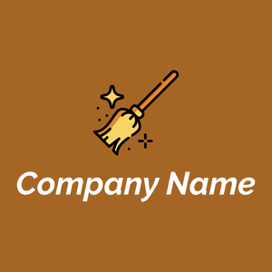 Broom logo on a brown background - Limpieza & Mantenimiento