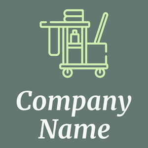 Cleaning cart logo on a Sirocco background - Limpeza & Manutenção