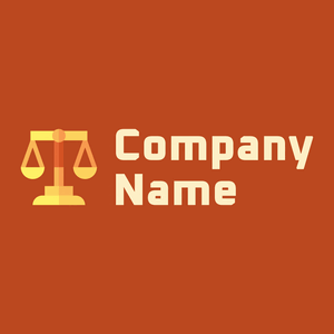 Justice logo on a Fire Brick background - Empresa & Consultantes