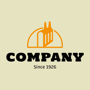 Yellow factory logo on beige background - Industrial