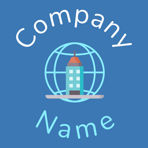 Smart city logo on a Curious Blue background - Negócios & Consultoria