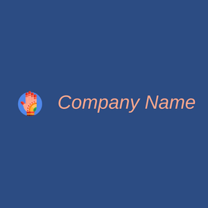 Henna painted hand logo on a Fun Blue background - Religieus
