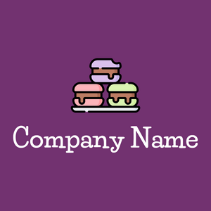 Macarons logo on a Palatinate Purple background - Essen & Trinken