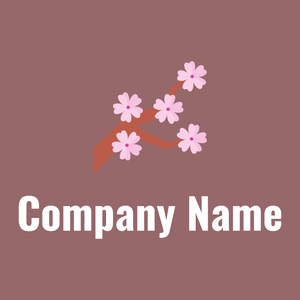 Pink Cherry blossom logo on a Copper background - Floral