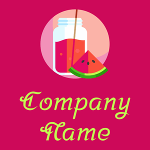 Watermelon juice logo on a Razzmatazz background - Alimentos & Bebidas