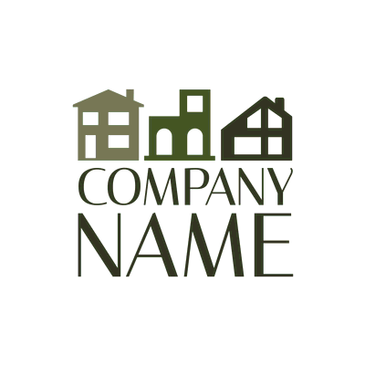 Logo con tres casas - Arquitectura Logotipo