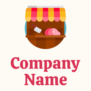 Dark Red Butcher shop on a Floral White background - Comida & Bebida