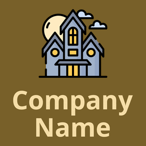 Haunted house logo on a Hot Curry background - Domaine de l'architechture