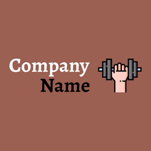 Dumbbell logo on a Dark Tan background - Deportes