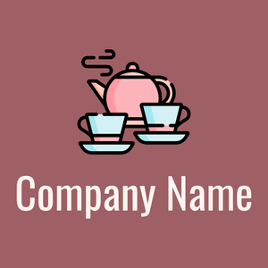 Tea party logo on a Dark Chestnut background - Comida & Bebida