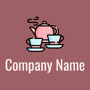 Tea party logo on a Dark Chestnut background - Essen & Trinken