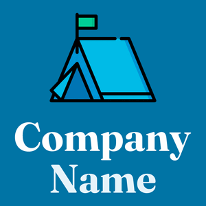 Deep Sky Blue Camp on a Cerulean background - Paisage