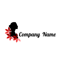Logo de mujer de perfil y flores rojas - Moda & Belleza Logotipo