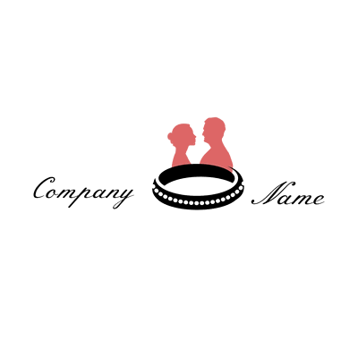 Pareja en un anillo logo - Servicio de bodas Logotipo
