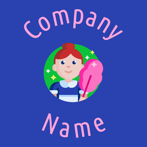 Maid logo on a Cerulean Blue background - Limpeza & Manutenção