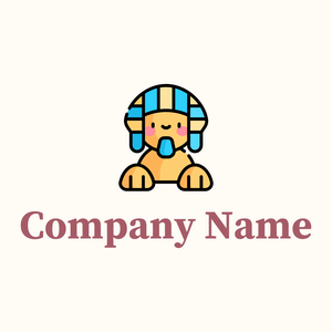 Cute great sphinx of giza logo on a Floral White background - Abstracto