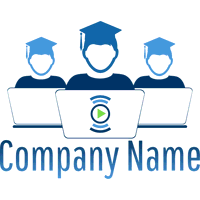 Young graduates logo with computers - Web