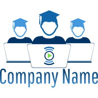 Logotipo de jóvenes graduados con ordenadores - Internet Logotipo
