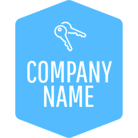 Blue badge logo with keys - Bienes raices & Hipoteca