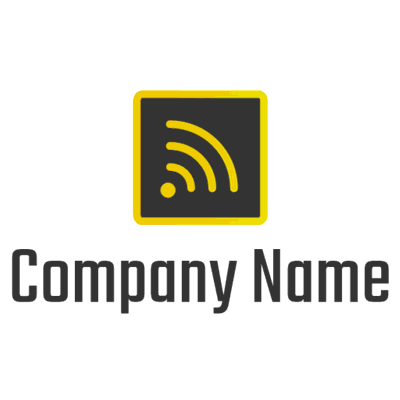 Gelbes Wifi/Netzwerk-Zeichen-Logo - Rechner