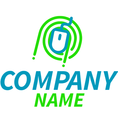 Logo con ratón azul y verde - Internet Logotipo
