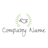 Bird logo with green leaves - Religious