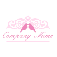 Zwei-Vogel-Logo mit rosa Arabesken - Hochzeitsservice