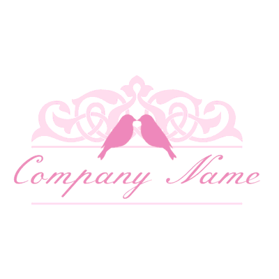 Logo dos pájaros con arabescos rosas - Servicio de bodas Logotipo