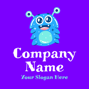 cute blue alien monster logo - Enfant & Garderie