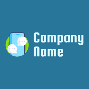 Texting logo on a Lochmara background - Comunicazioni
