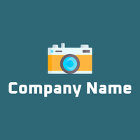 Yellow Orange Camera on a Chathams Blue background - Techno