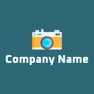 Yellow Orange Camera on a Chathams Blue background - Techno