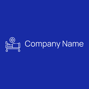 Hospital bed logo on a Egyptian Blue background - Arquitetura