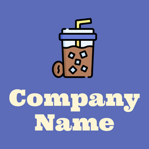Ice coffee logo on a Chetwode Blue background - Essen & Trinken