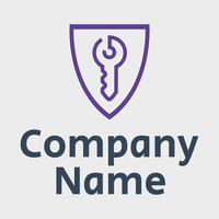 Logotipo insignia con llave morada - Seguridad Logotipo